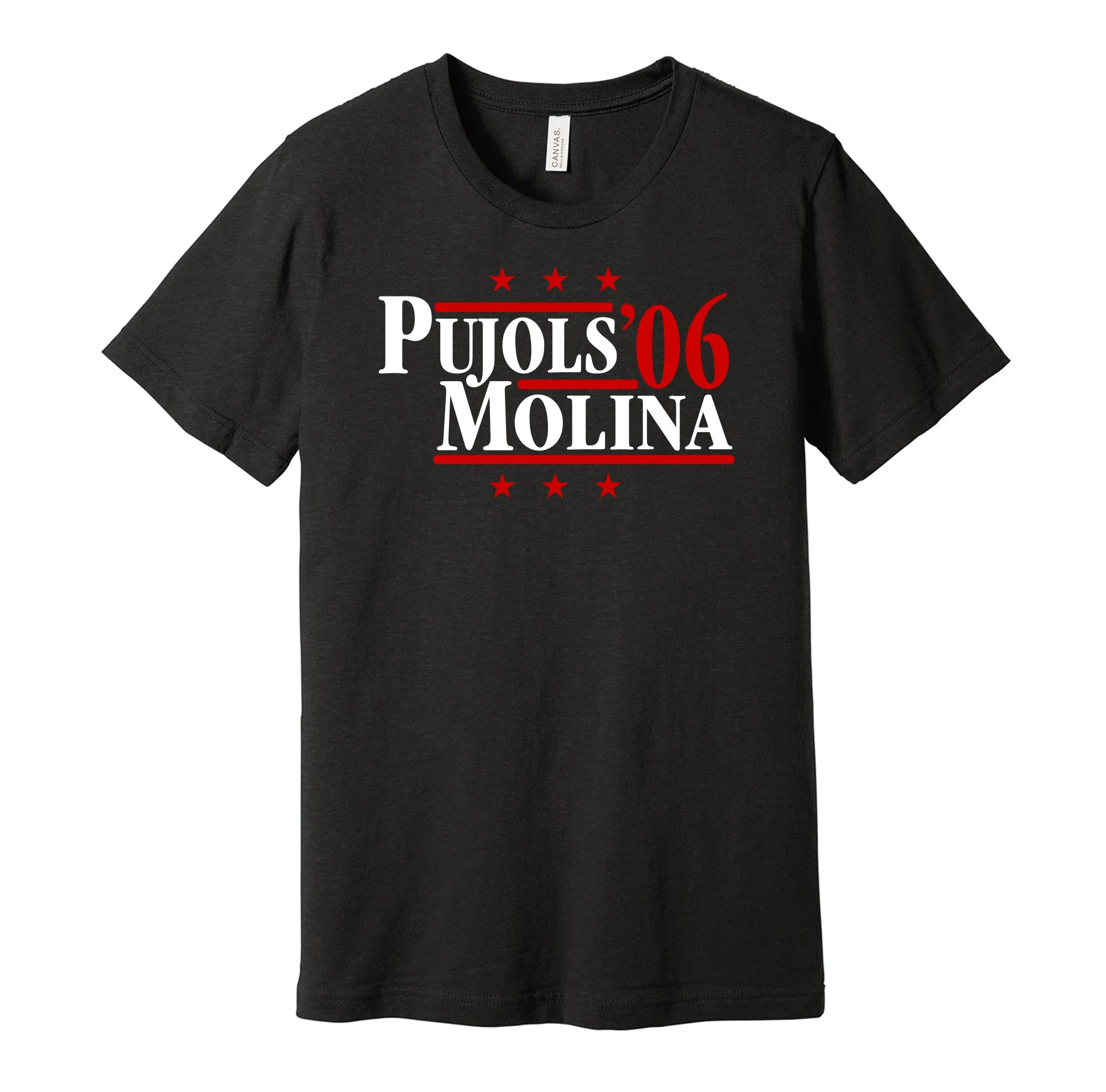 Pujols & Molina '06 - St. Louis Baseball Legends Political Campaign Parody T-Shirt - Hyper Than Hype Shirts
