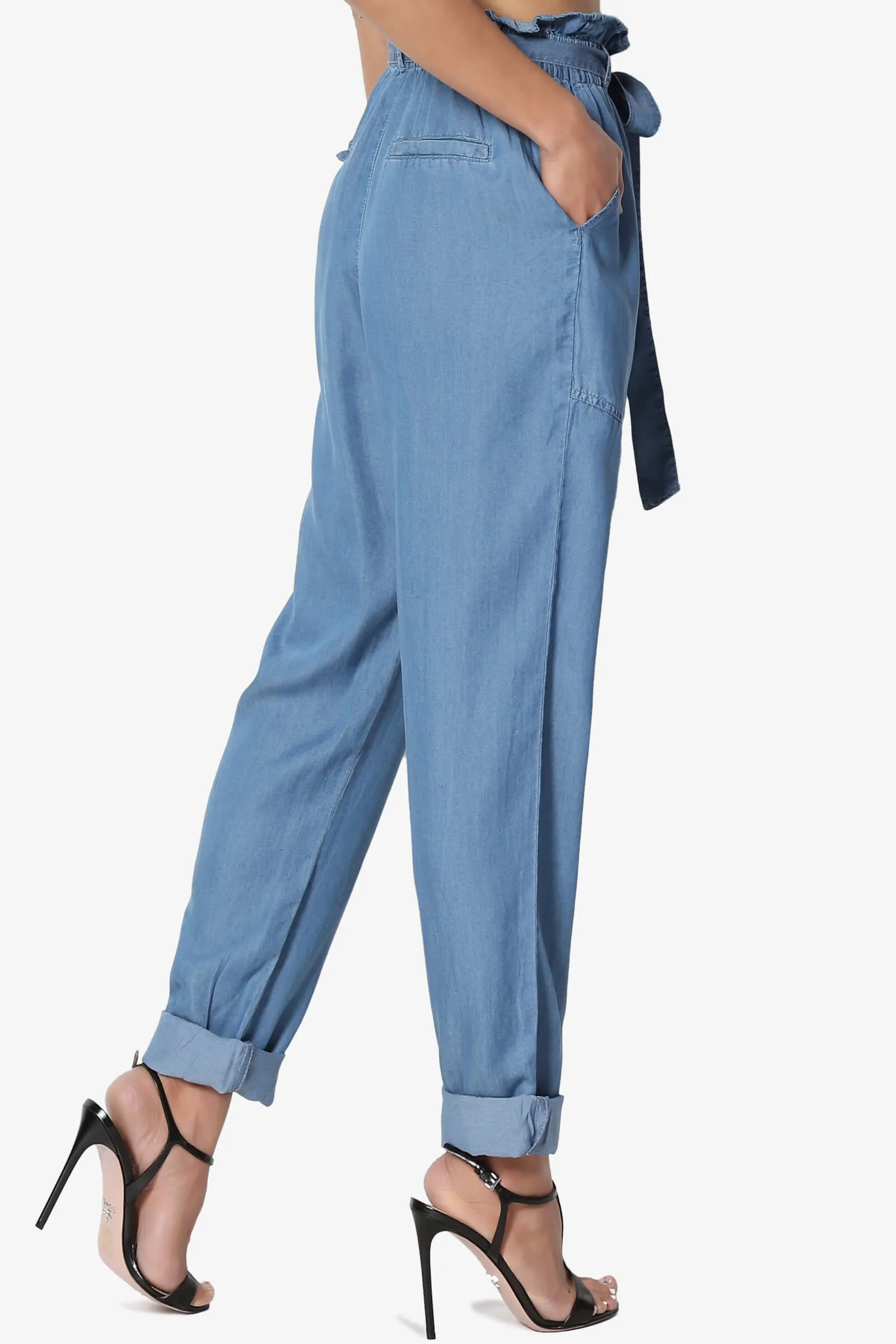 Sadie Chambray Paperbag Waist Pants